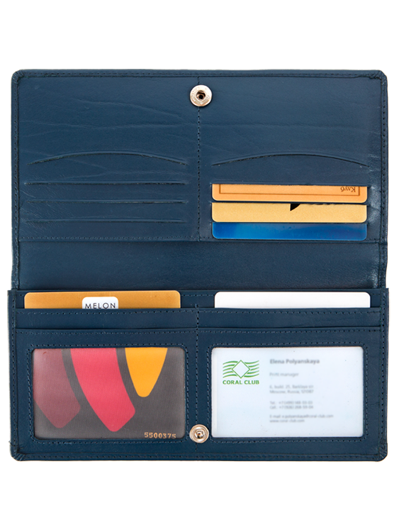Гаманець-портмоне жіночий шкіряний синій