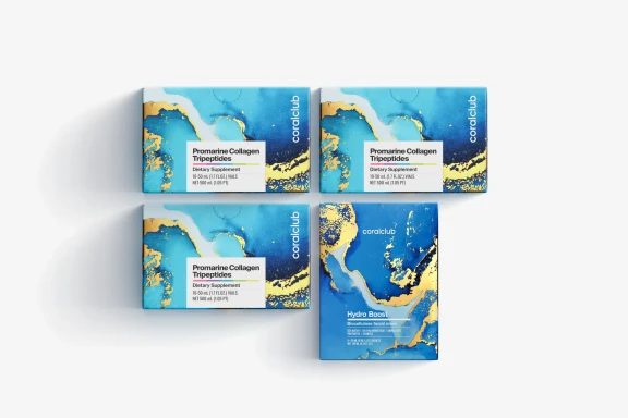 Набір Промарин Трипептиди колагену (курс на 1 місяць) & маски для обличчя біоцелюлозні Hydro Boost (5 саше)